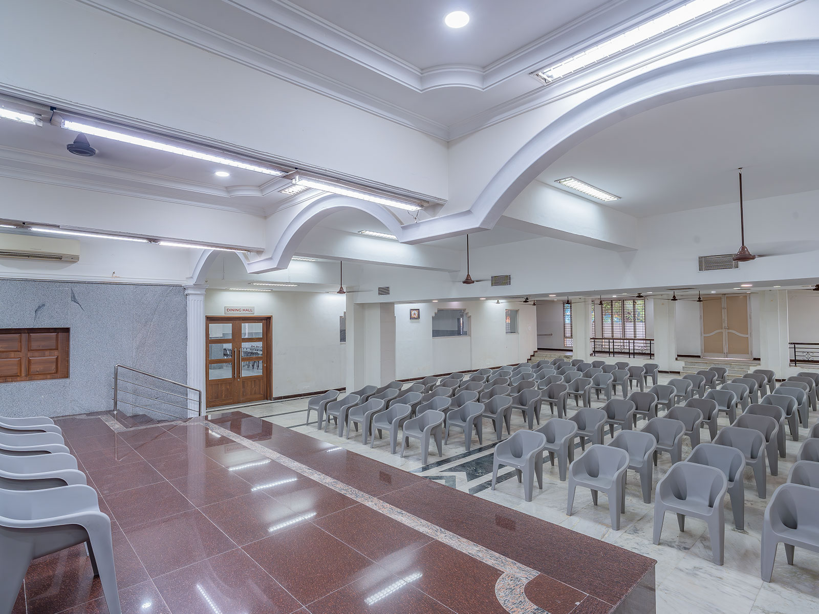 Clean modern Interior with marble tiles